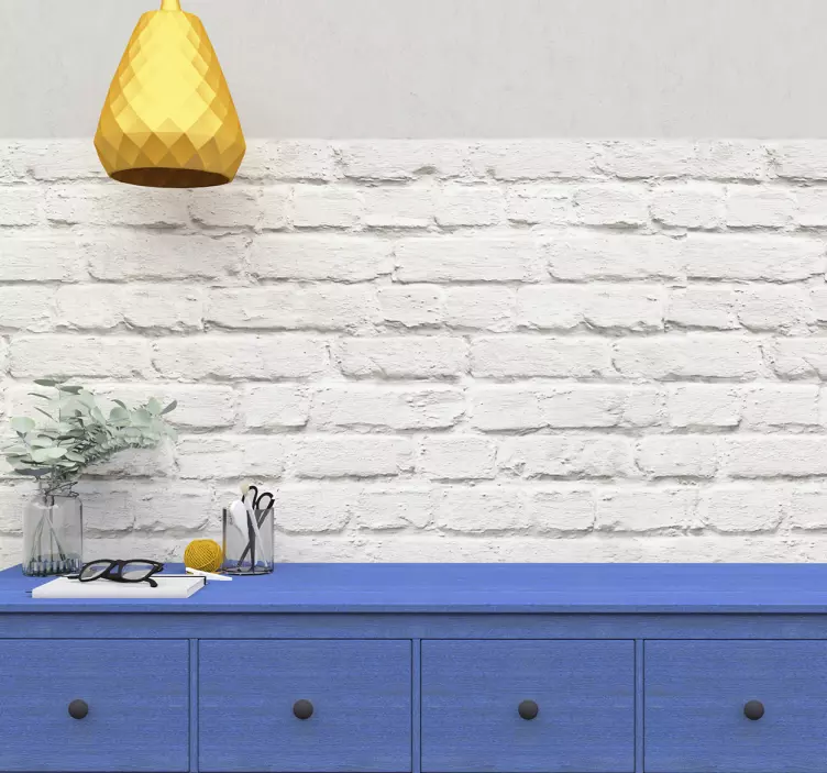 Tapet alb din cărămidă - TenStickers