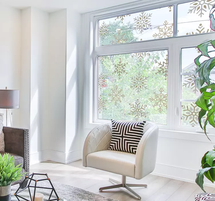 Set de fulgi de zăpadă aurii decal de crăciun - TenStickers