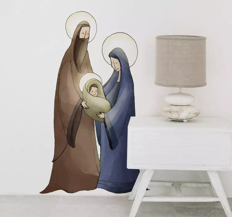 Autocolant de perete pentru naștere mary, joseph și jesus - TenStickers