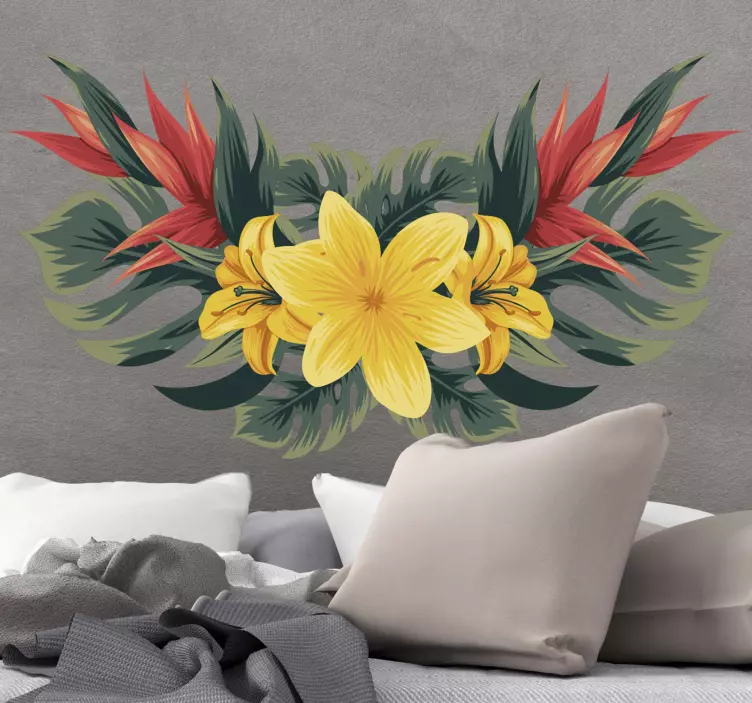 Autocolant de perete cu arc floral tropical - TenStickers