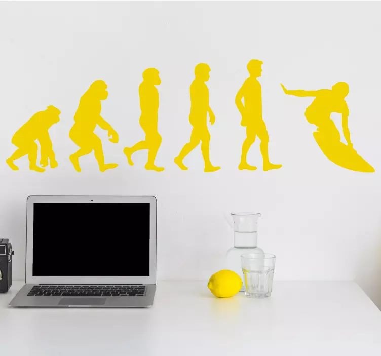 Autocolant de surf figură de evoluție monocoloră - TenStickers