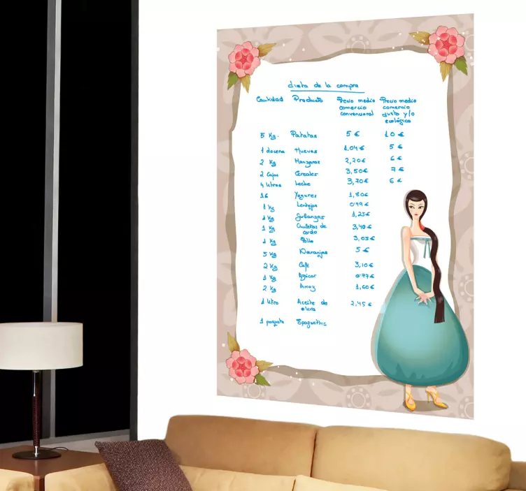 Autocolant de tablă albă romantică - TenStickers