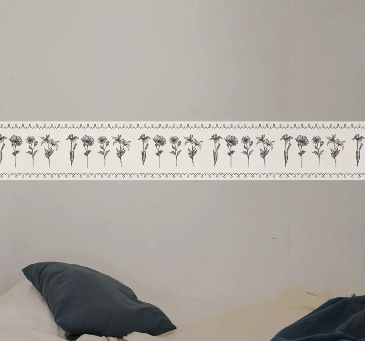 Autocolant decorativ cu margine florală elegantă - TenStickers