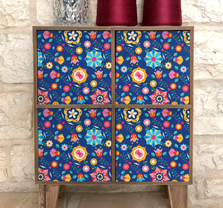 Autocolant decorativ model floral colorat - TenStickers