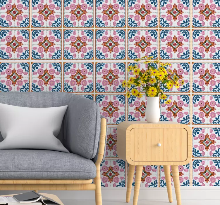 Autocolant decorativ plăci florale colorate - TenStickers