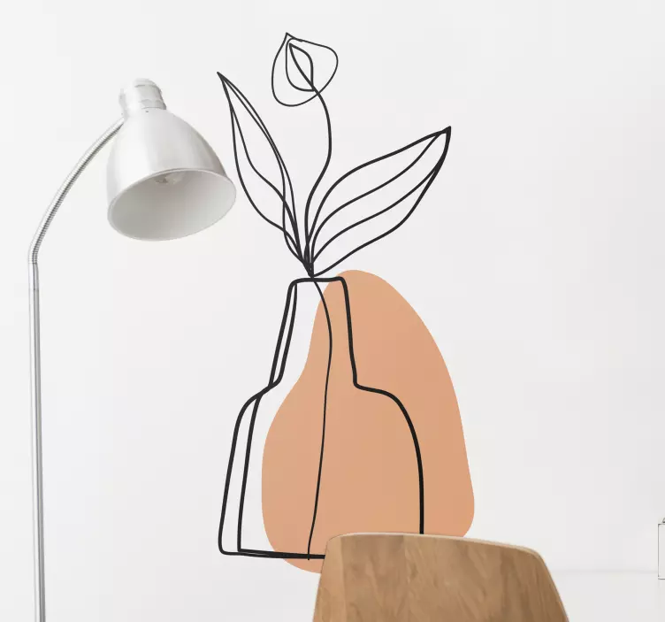 Autocolant decorativ vază de flori stilizată - TenStickers