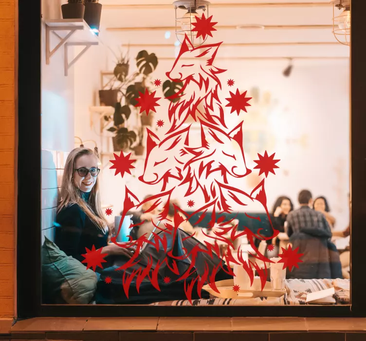 Autocolant design de crăciun cu vulpițe - TenStickers