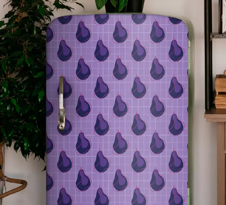 Autocolant frigider cu fructe de par mov doodle stil - TenStickers