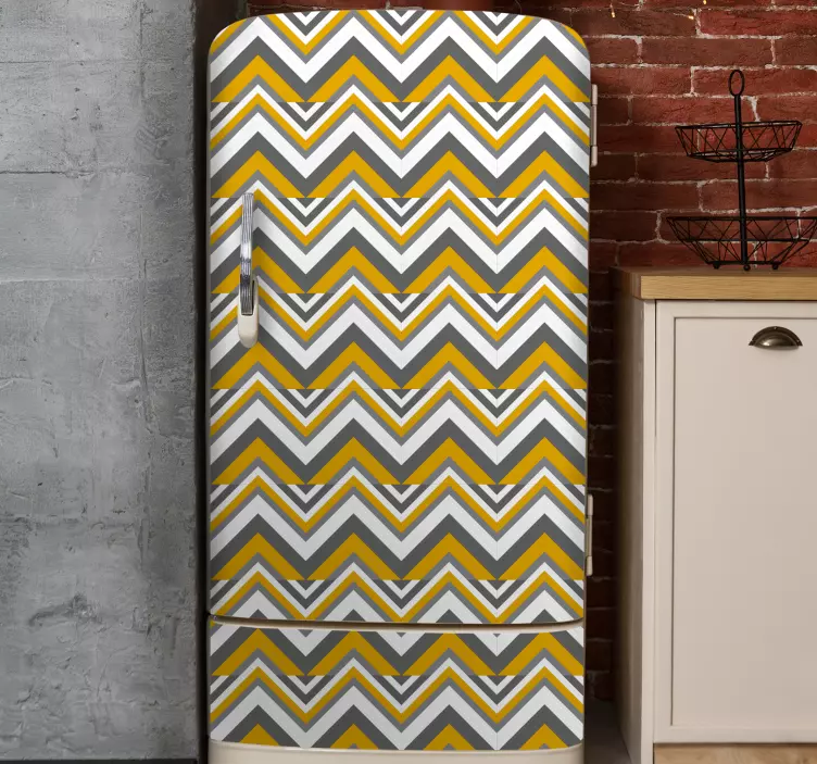 Decalcomanie frigider nordic galben și gri în zig zag - TenStickers