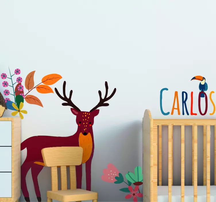 Autocolant ilustrație de cerb personalizabilă - TenStickers