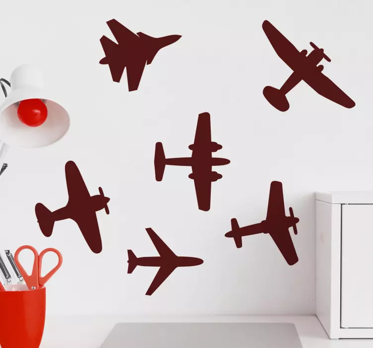 Autocolant motor siluete de avioane vintage - TenStickers