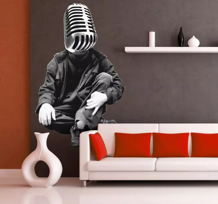 Autocolant muzical vinilo decorativo hombre micrófono - TenStickers