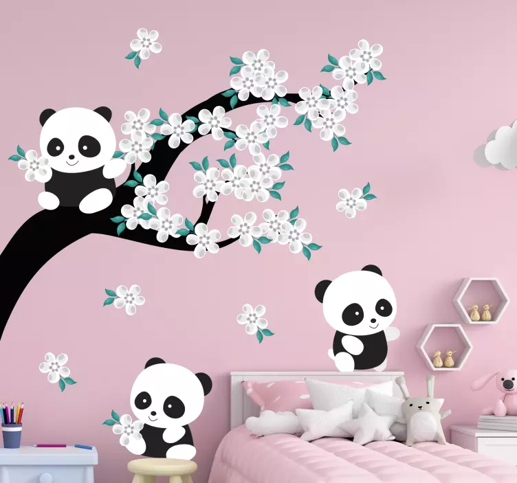 Autocolant panda în floare - TenStickers