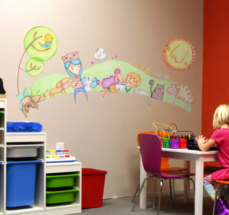 Autocolant peisaj animal de creion - TenStickers