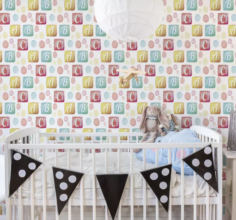 Autocolant pentru copii blocuri de alfabet colorate - TenStickers