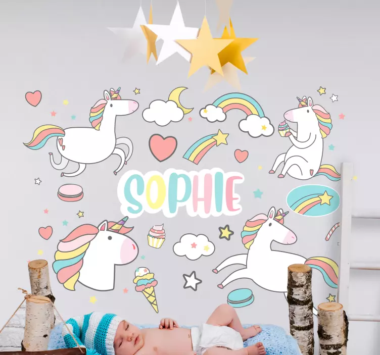 Autocolant pentru copii concept unicorn vibrant - TenStickers