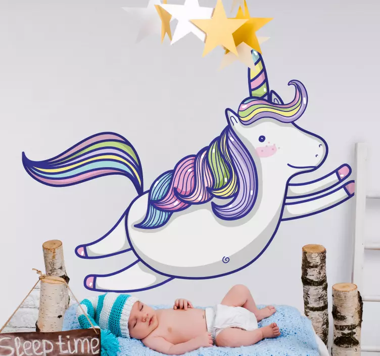 Autocolant pentru copii cu ilustrație jucăușă de unicorn - TenStickers