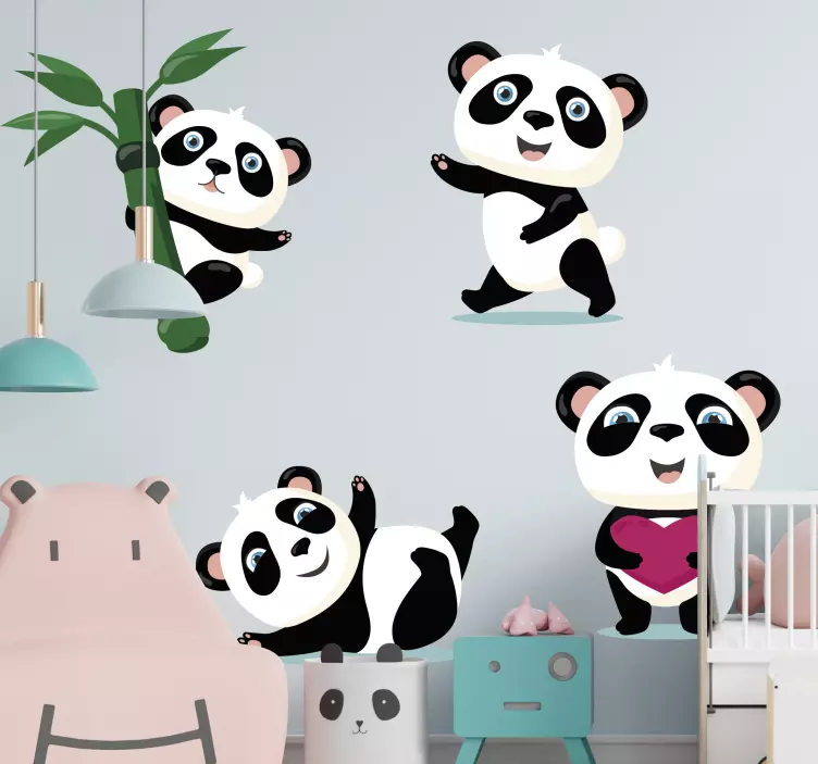Autocolant pentru copii cu personaje drăguțe de panda - TenStickers
