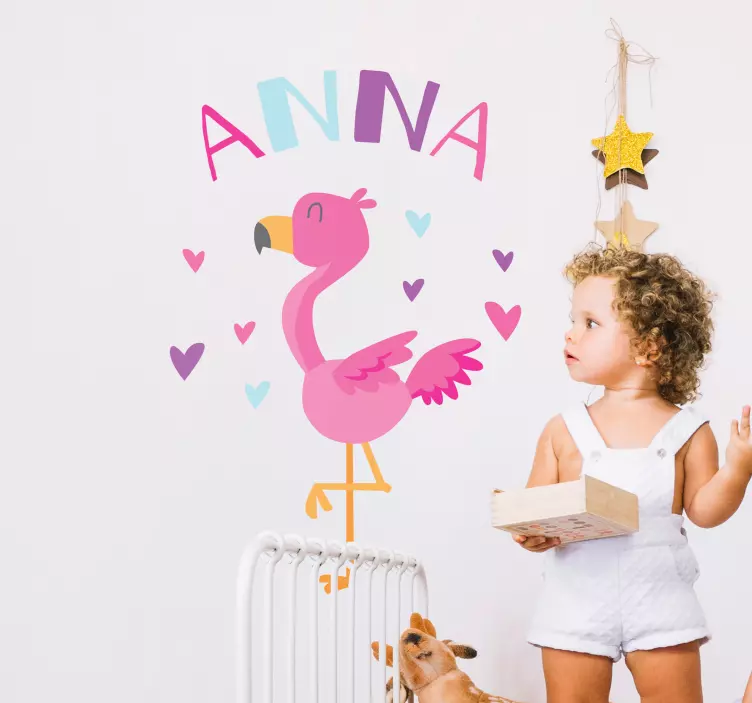 Autocolant pentru copii design flamingo personalizat - TenStickers