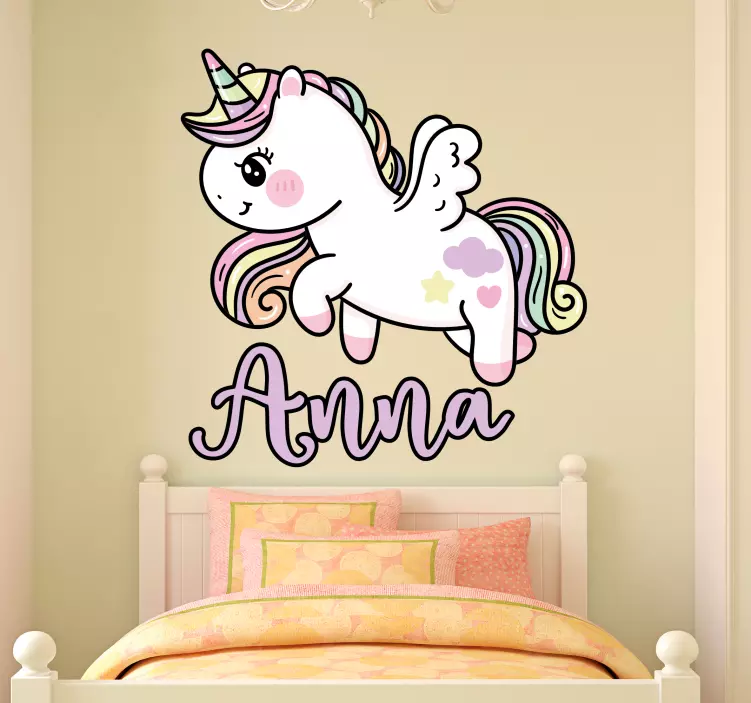 Autocolant pentru copii figurină unicorn personalizată - TenStickers