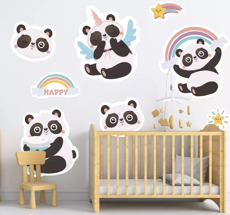 Autocolant pentru copii figurine panda fermecătoare - TenStickers