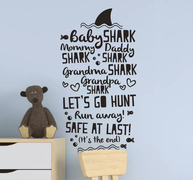 Autocolant pentru copii melodia familiei baby shark - TenStickers