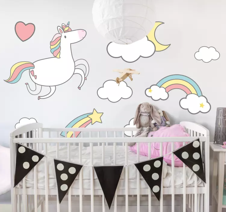 Autocolant pentru bebe cu motiv de unicorn jucăuș - TenStickers