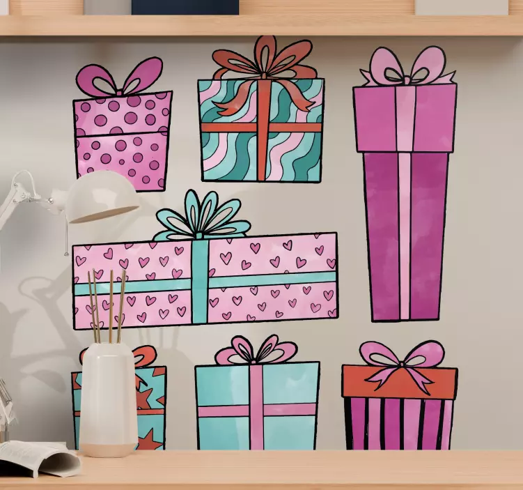 Autocolant de crăciun coșuri colorate pentru cadouri - TenStickers