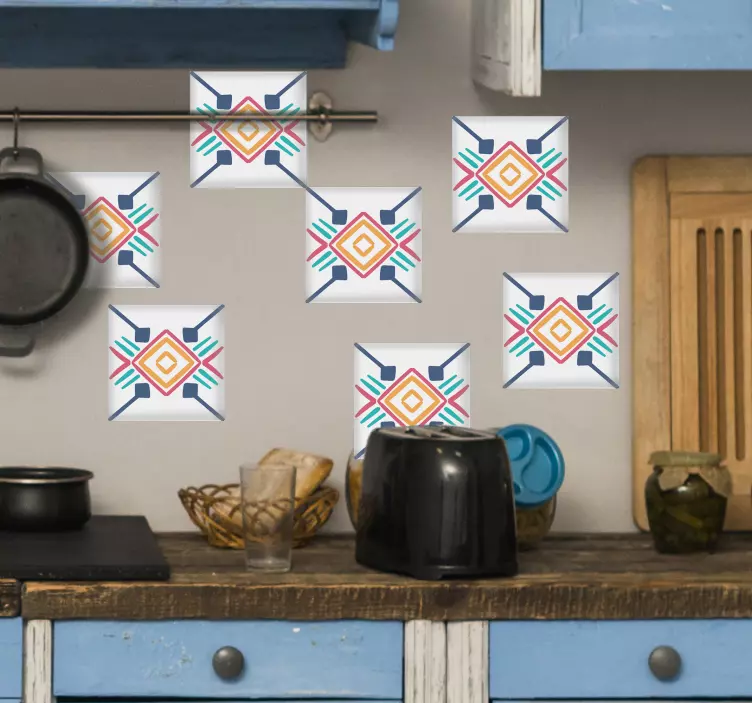 Autocolant pentru faianță model geometric colorat - TenStickers