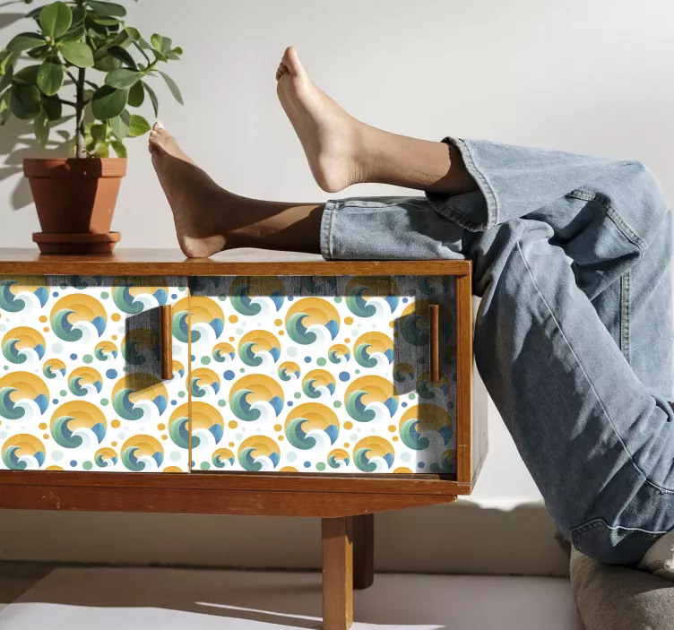 Autocolant pentru faianță valuri și puncte - TenStickers