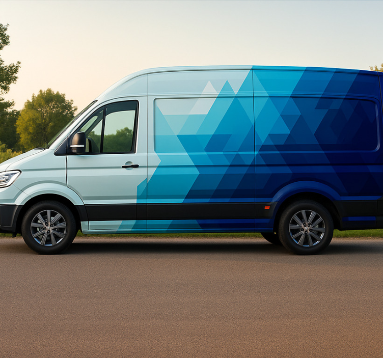 Autocolant pentru furgonetă design cu triunghiuri albastre - TenStickers