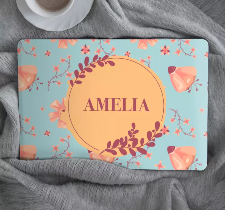 Autocolant pentru laptop accent cu model floral - TenStickers