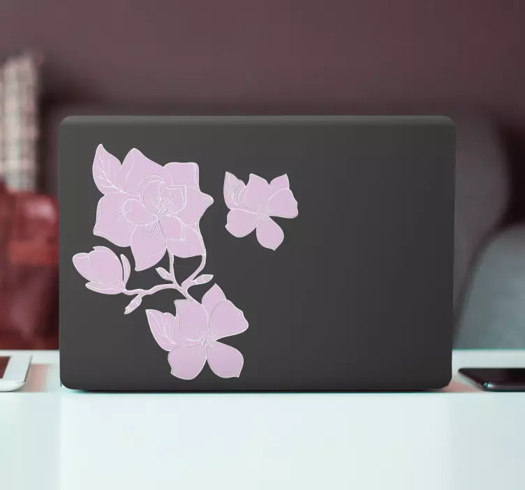 Autocolant pentru laptop accent cu motiv floral - TenStickers