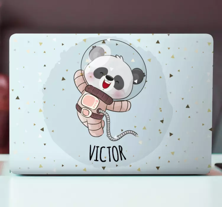 Autocolant pentru laptop adorabilul panda explorator spațial - TenStickers