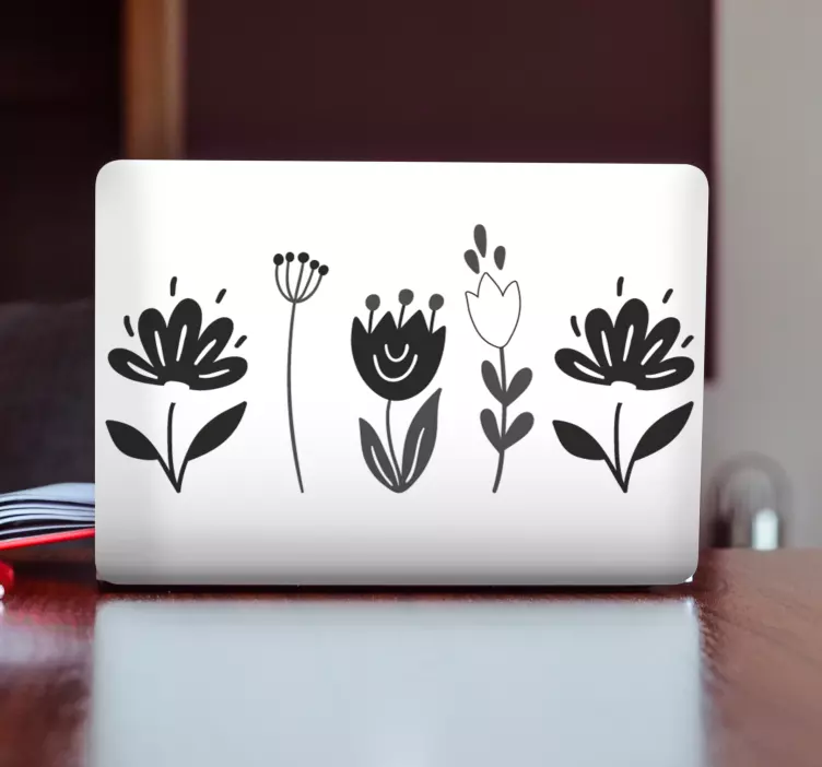 Autocolant pentru laptop aranjament floral stilizat - TenStickers