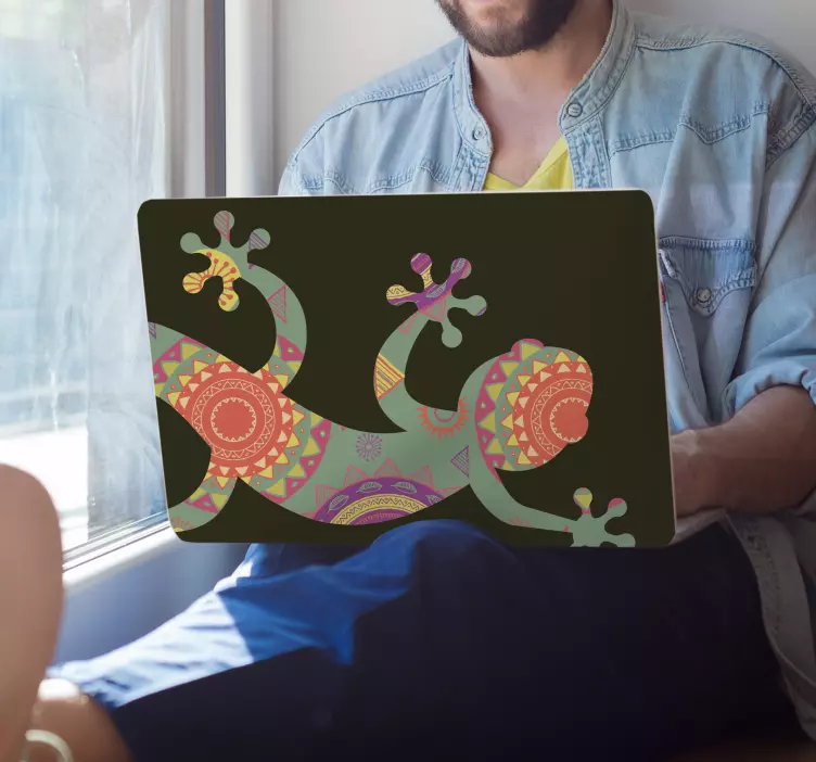 Autocolant pentru laptop artă șopârlă colorată - TenStickers
