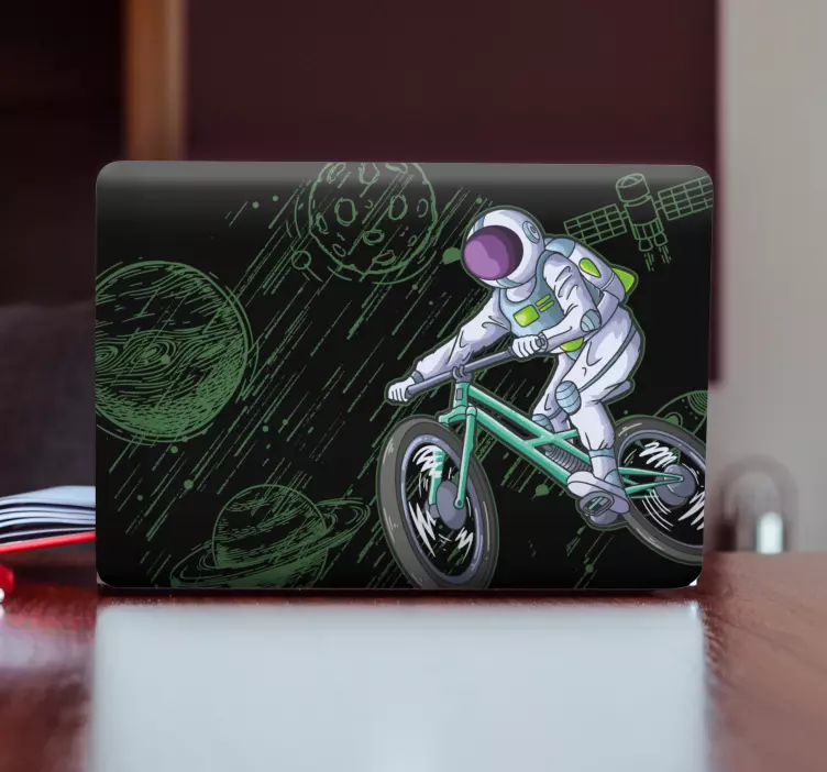 Autocolant pentru laptop astronaut pe bicicletă - TenStickers