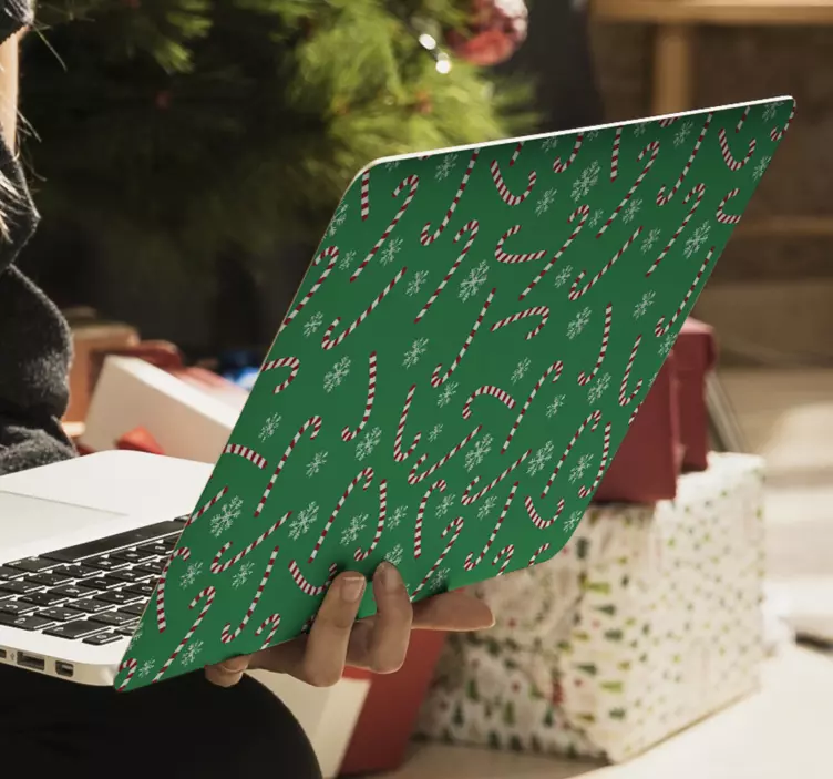 Autocolant pentru laptop bastoane de bomboane festive - TenStickers