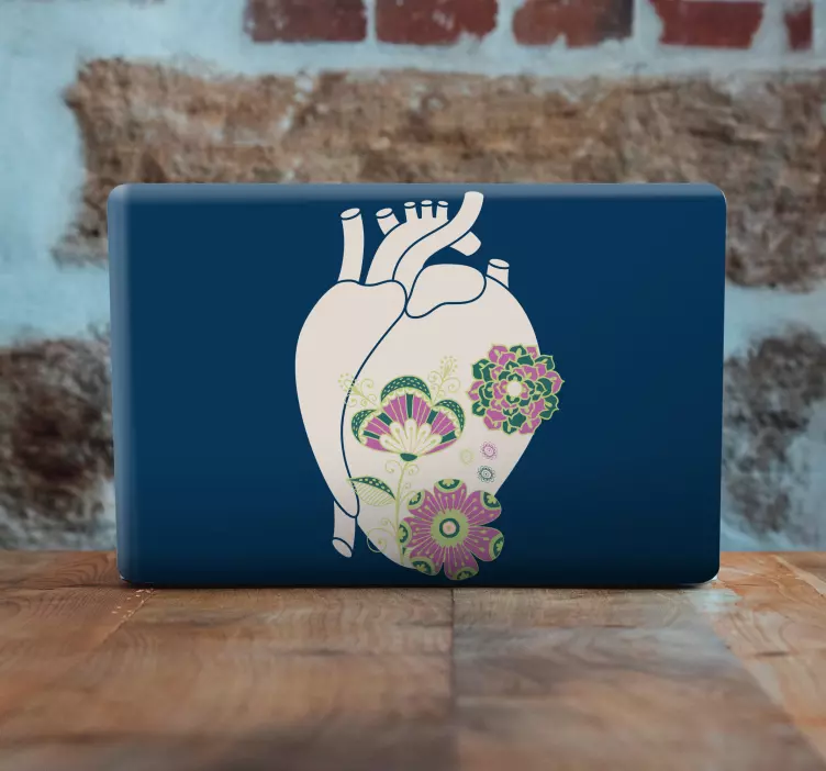 Autocolant pentru laptop design floral cu inimă - TenStickers