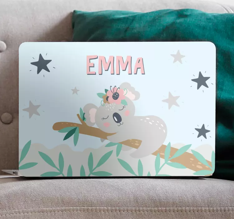 Autocolant pentru laptop design floral koala - TenStickers