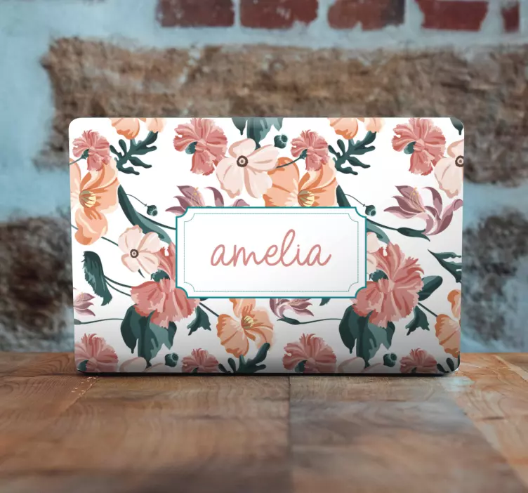 Autocolant pentru laptop design floral personalizat - TenStickers