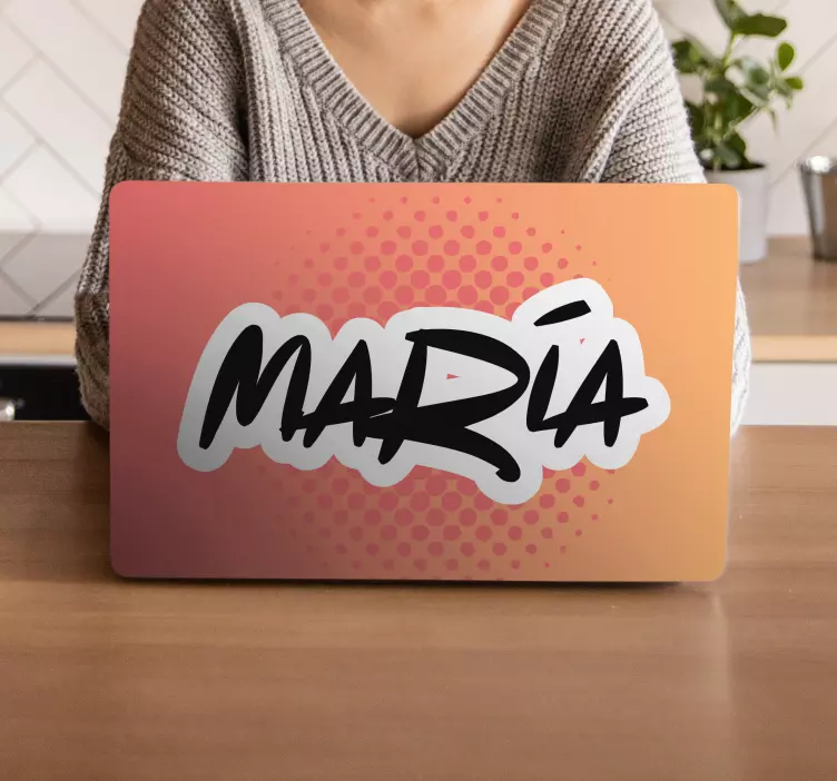Autocolant pentru laptop graffiti portocaliu personalizat - TenStickers