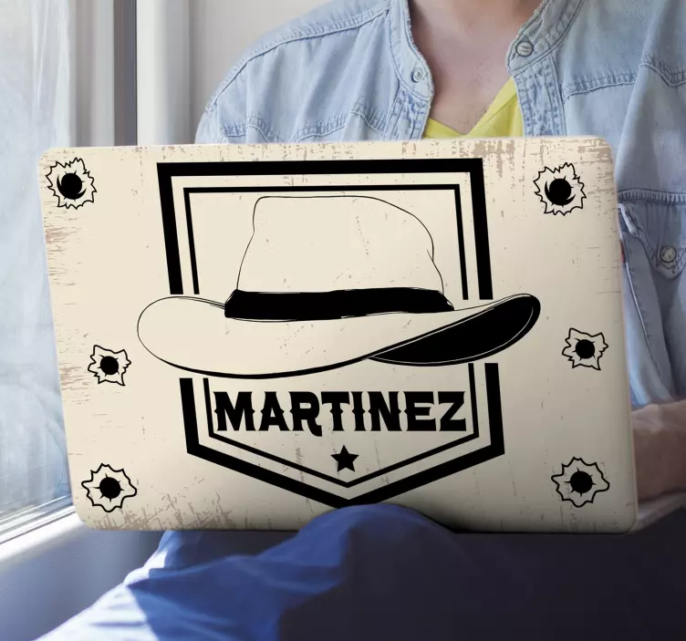 Autocolant pentru laptop design personalizat pălărie cowboy - TenStickers