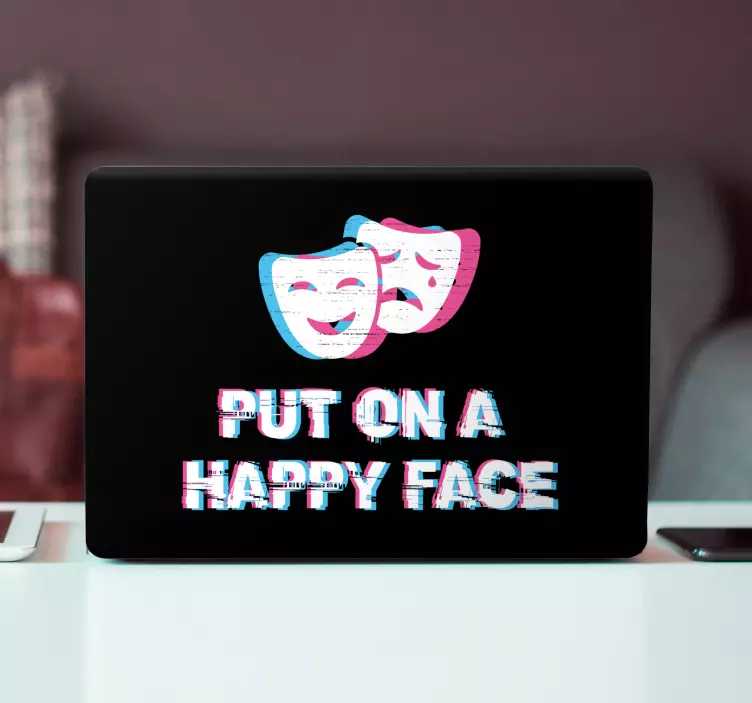 Autocolant pentru laptop expresie facială fericită - TenStickers
