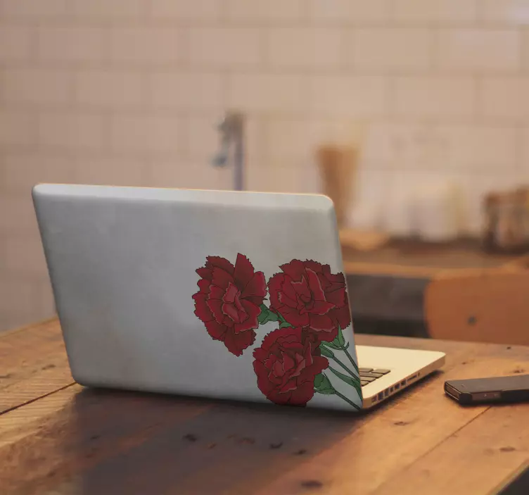Autocolant pentru laptop flori elegante de garoafă - TenStickers