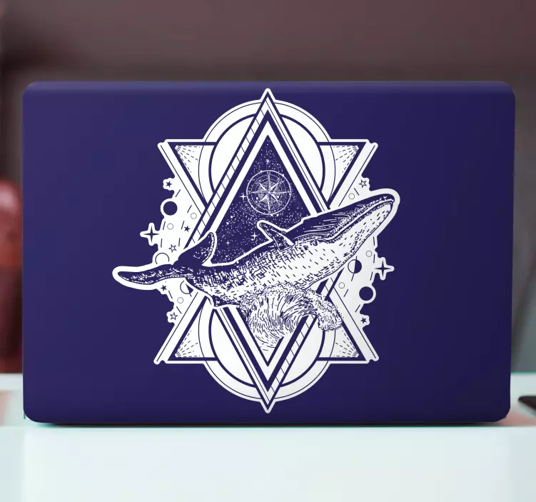 Autocolant pentru laptop ilustrație cosmică de balenă - TenStickers