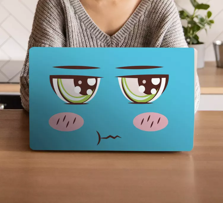 Autocolant pentru laptop ilustrație cu o față drăguță - TenStickers