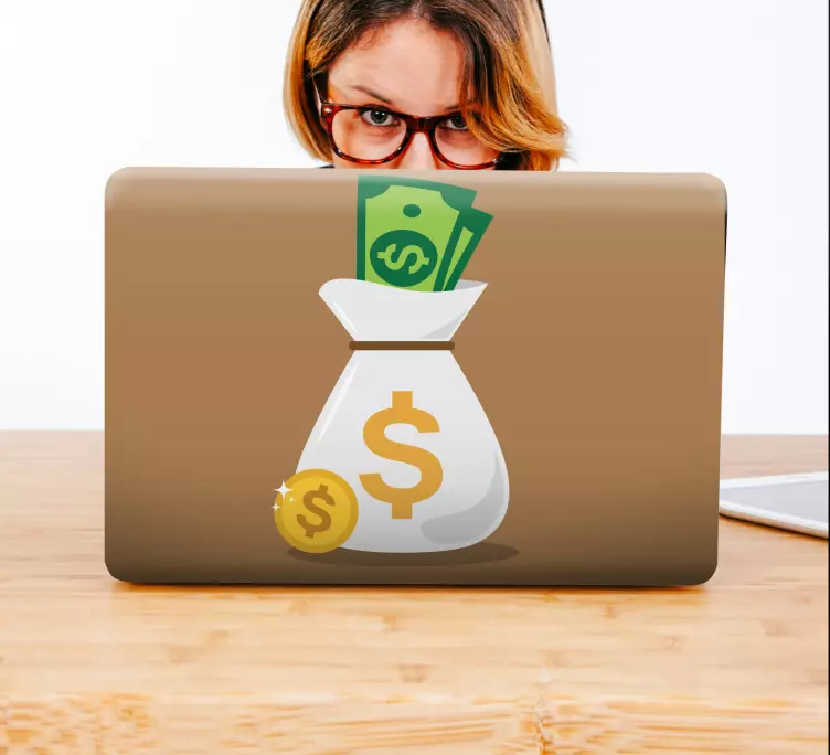 Autocolant pentru laptop ilustrație de pungă de bani - TenStickers