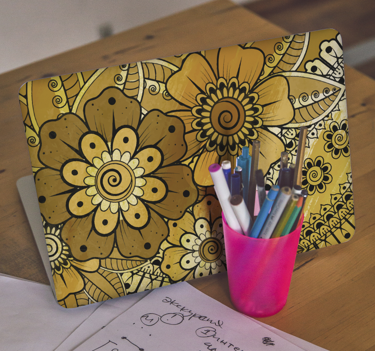 Autocolant pentru laptop imprimeu botanic vibrant - TenStickers