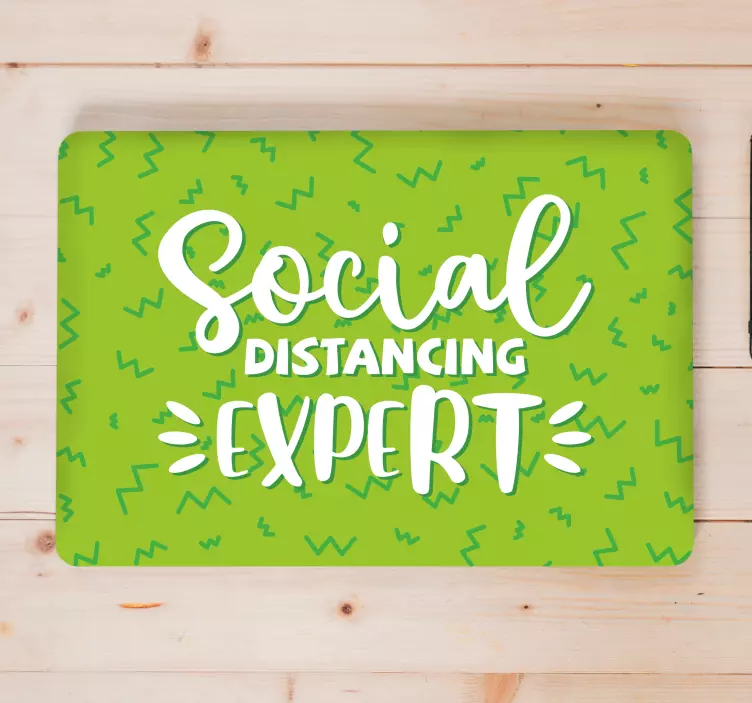 Autocolant pentru laptop expert în distanțare socială - TenStickers